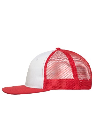 Myrtle Beach MB6240 6 panelen Flat Peak mesh cap wit rood