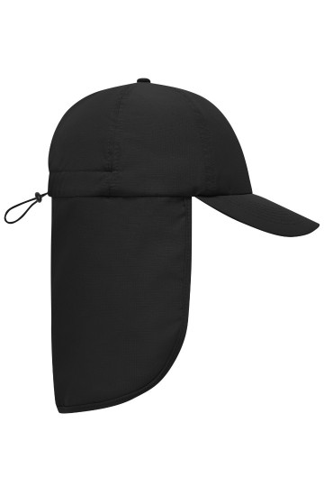 MB6243 Myrtle Beach 6 Panel cap met nekbescherming zwart zij