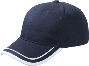 Myrtle Beach 6 panelen Piping cap MB6501 marineblauw wit