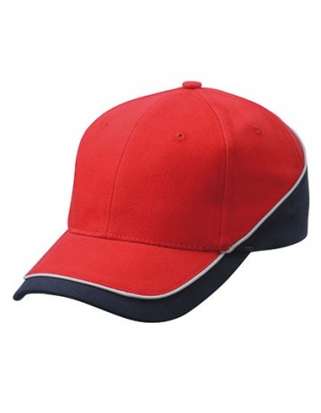 Myrtle Beach 6 panelen Turbo Piping cap MB6506 rood - marineblauw - licht grijs