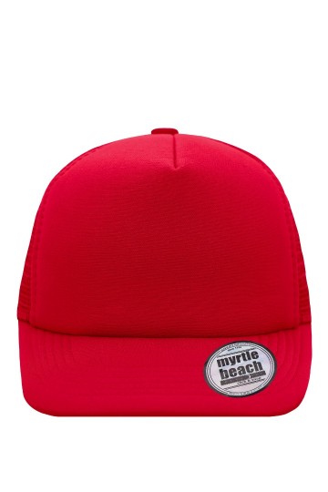 Myrtle Beach 5 panelen Flat Peak cap MB6508 rood