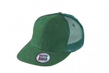 Myrtle Beach 6 panelen Flat Peak cap MB6509 donkergroen