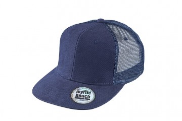 Myrtle Beach 6 panelen Flat Peak cap MB6509 marineblauw