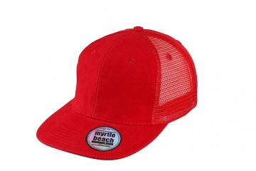 Myrtle Beach 6 panelen Flat Peak cap MB6509 rood