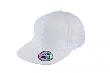 Myrtle Beach 6 panelen Flat Peak cap MB6509 wit