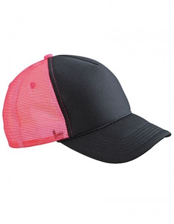 Myrtle Beach 5 panelen Retro mesh cap MB6550 zwart neon - rose