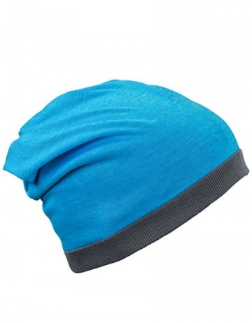 Myrtle Beach heather zomer beanie MB6577 turkooise melange - donker grijs