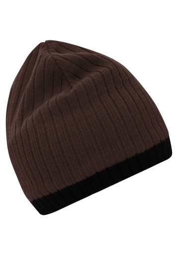 Myrtle Beach gebreide muts MB7102 koffiebruin zwart