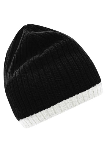Myrtle Beach gebreide muts MB7102 zwart gebrokenwit