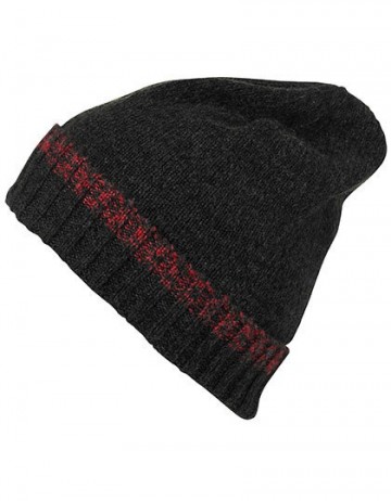 Myrtle Beach Traditionele Beanie en Sjaal MB7116 antracietmelange rood