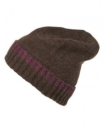 Myrtle Beach Traditionele Beanie en Sjaal MB7116 bruinmelange paars