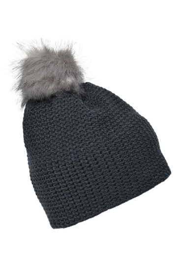 Myrtle Beach fijn gehaakte beanie MB7120 grafiet zilver