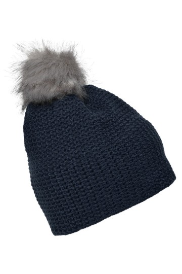 Myrtle Beach fijn gehaakte beanie MB7120 marineblauw zilver