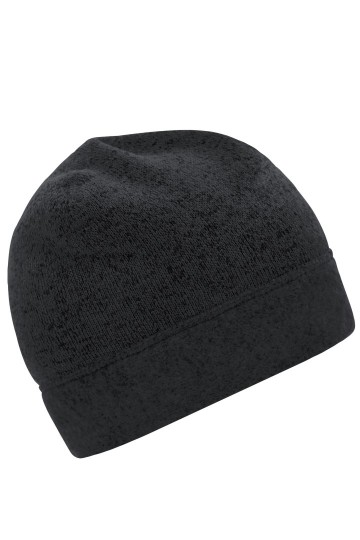 Myrtle Beach gebreide werk fleece beanie MB7121 carbonmelange zwart
