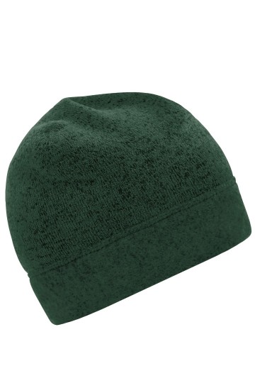Myrtle Beach gebreide werk fleece beanie MB7121 donkergroenmelange zwart