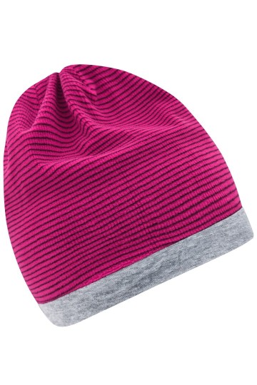 Myrtle Beach gestreepte beanie MB7127 roze heathergrijs