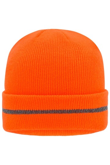 Myrtle Beach MB7141 reflecterende Beanie feloranje zilver
