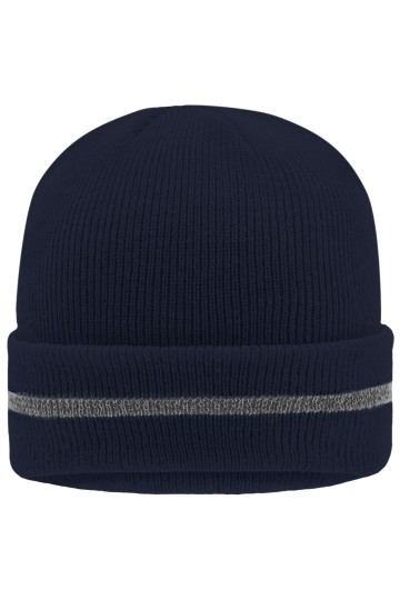 Myrtle Beach MB7141 reflecterende Beanie marineblauw zilver