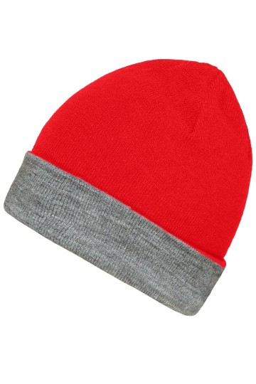 MB7400 Myrtle Beach omkeerbare beanie rood / heather grijs zij