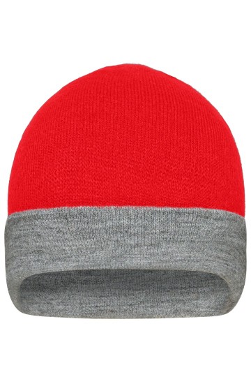 MB7400 Myrtle Beach omkeerbare beanie rood / heather grijs