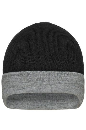 MB7400 Myrtle Beach omkeerbare beanie zwart / heather grijs