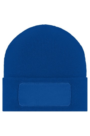 MB7403 Myrtle Beach gebreide beanie met patch koningsblauw