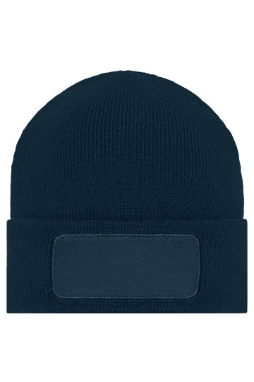MB7403 Myrtle Beach gebreide beanie met patch marineblauw
