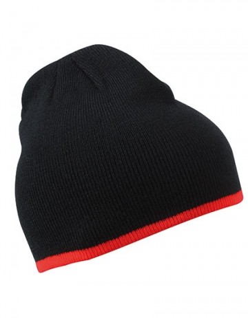 Myrtle Beach Beanie met gekleurde boord MB7584 zwart rood