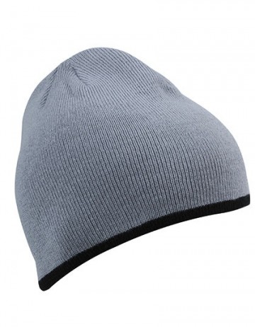 Myrtle Beach Beanie met gekleurde boord MB7584 licht grijs zwart