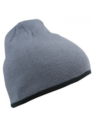 Myrtle Beach Beanie met gekleurde boord MB7584 licht grijs donker grijs