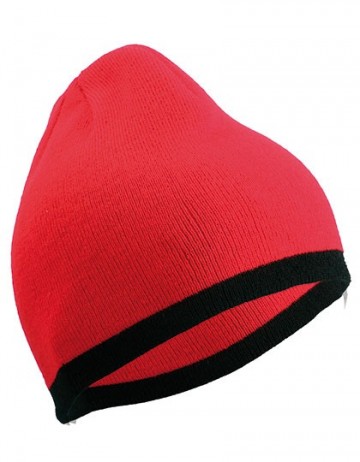 Myrtle Beach Beanie met gekleurde boord MB7584 rood en zwart