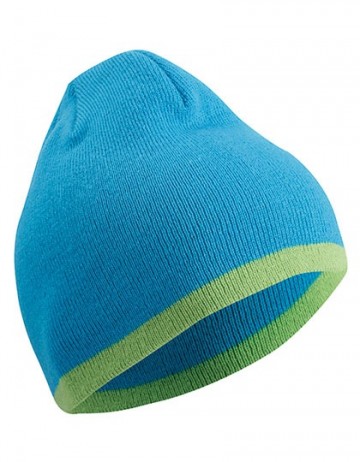 Myrtle Beach Beanie met gekleurde boord MB7584 turkooise limoengroen