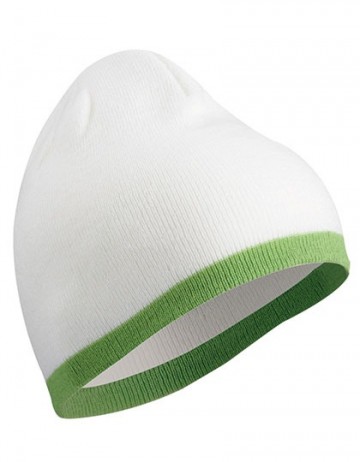 Myrtle Beach Beanie met gekleurde boord MB7584 wit limoengroen