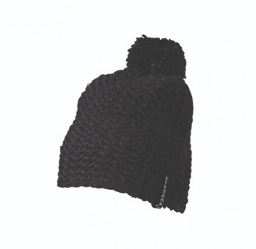 Myrtle Beach Unicolor gehaakte muts met pompoen MB7939 zwart