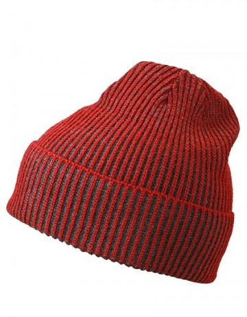 Myrtle Beach Ribbed Beanie MB7988 donker rood - antraciet