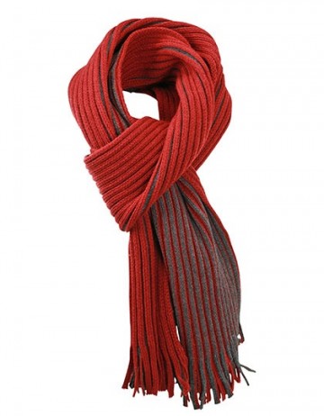 Myrtle Beach Ribbed sjaal MB7989 donker rood - antraciet