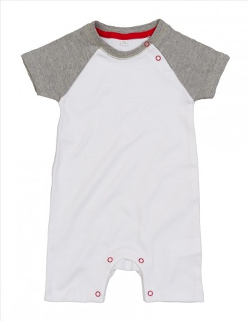 BZ41 Babybugz  Baby speelpakje wit/heather grijs/rood