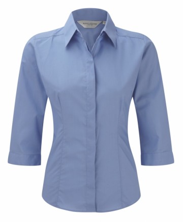 Russell Poplin Shirt met 3/4 mouwen