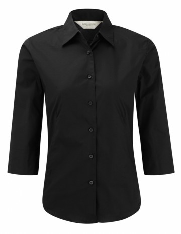 Russell Poplin Strecth Shirt Easy Care met 3/4 mouw