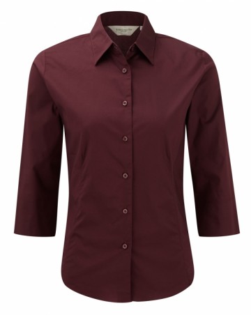 Russell Poplin Strecth Shirt Easy Care met 3/4 mouw