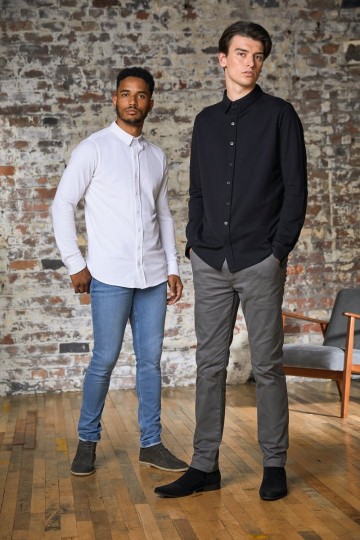 SD040 Oscar gebreid overhemd zwart en wit