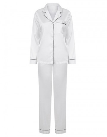 TC055 Dames Satijnen pyjama wit