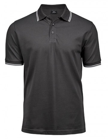TJ1407 Tee Jays Luxury Stripe Stretch polo mannen donkergrijs wit
