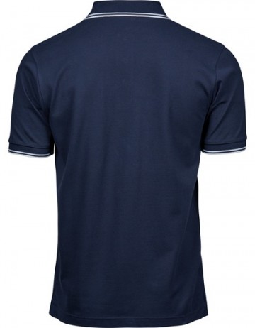 TJ1407 Tee Jays Luxury Stripe Stretch polo mannen marineblauw wit rug