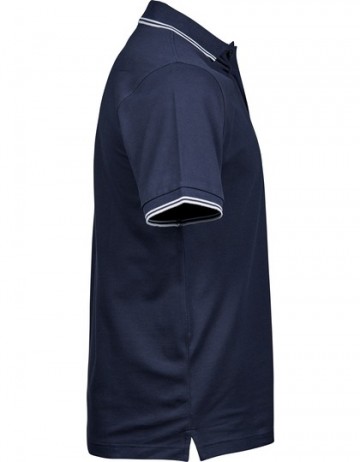 TJ1407 Tee Jays Luxury Stripe Stretch polo mannen marineblauw wit zij
