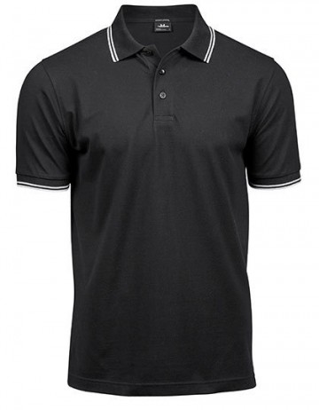 TJ1407 Tee Jays Luxury Stripe Stretch polo mannen zwart wit