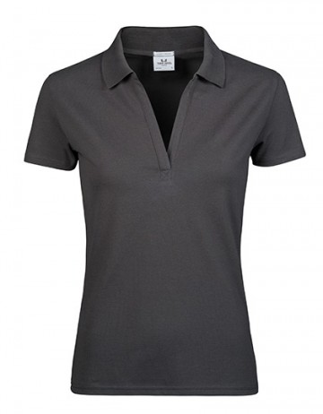 TJ1409 Tee Jays Luxury Stretch V-neck polo dames donkergrijs