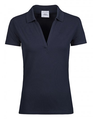 TJ1409 Tee Jays Luxury Stretch V-neck polo dames marineblauw