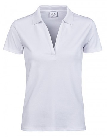 TJ1409 Tee Jays Luxury Stretch V-neck polo dames wit