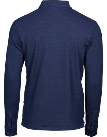 TJ412 Tee Jays Fashion Luxury Stretch polo LS mannen denimblauw rug